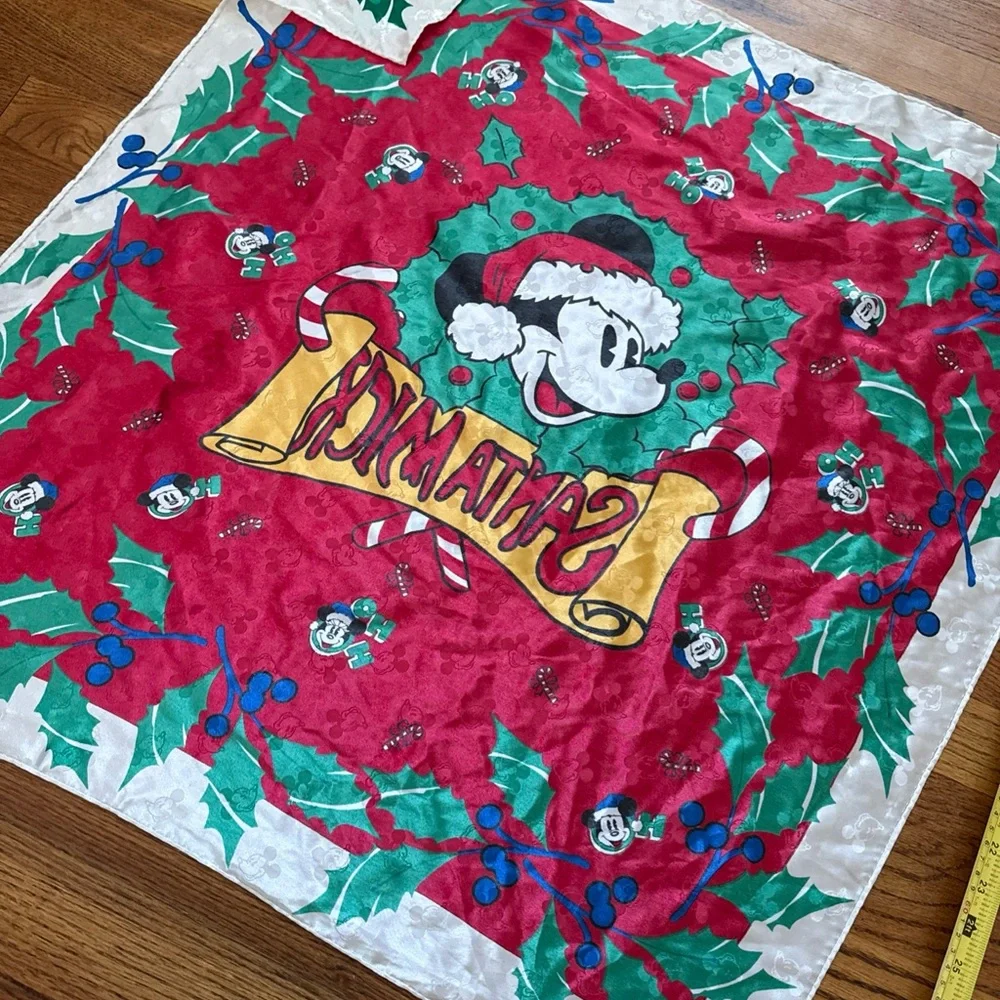 Christmas Holiday Disney Mickey Mouse Polyester Vntage Classic Scarf 30x31 c24